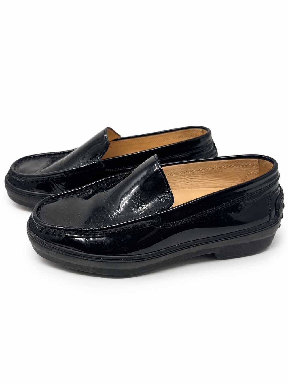 Tod’s Black Patent Leather Driving Loafers Made in Italy Size 35
